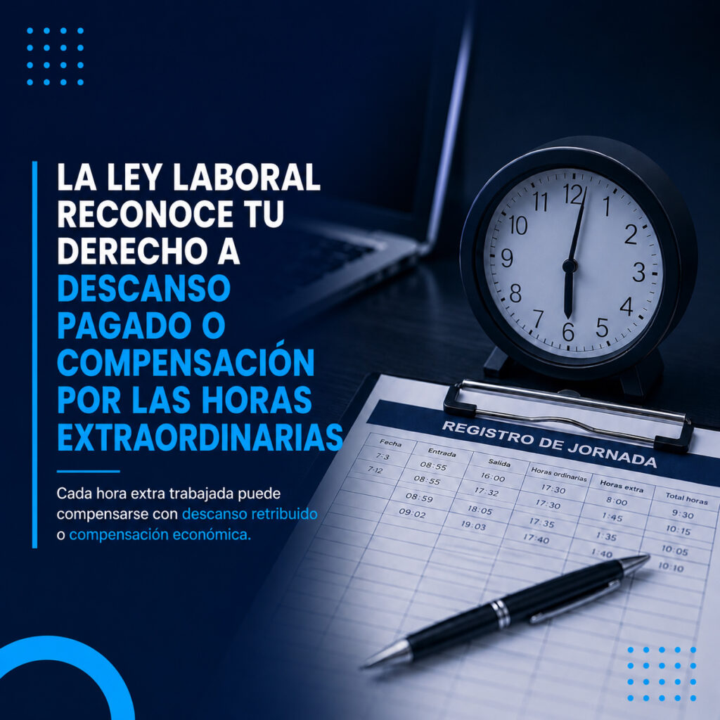 La ley laboral reconoce el derecho a descanso o compensación por las horas extraordinarias